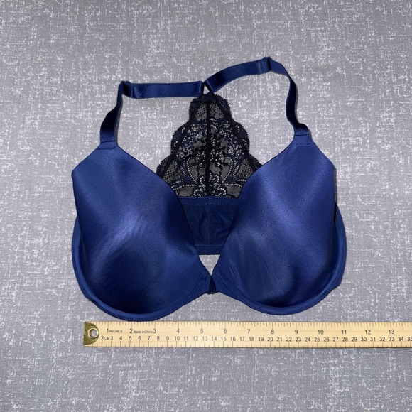 Wacoal Bra Womens 34DDD Blue Front Close Racerback T-Shirt Underwire 853257 - Picture 2 of 8